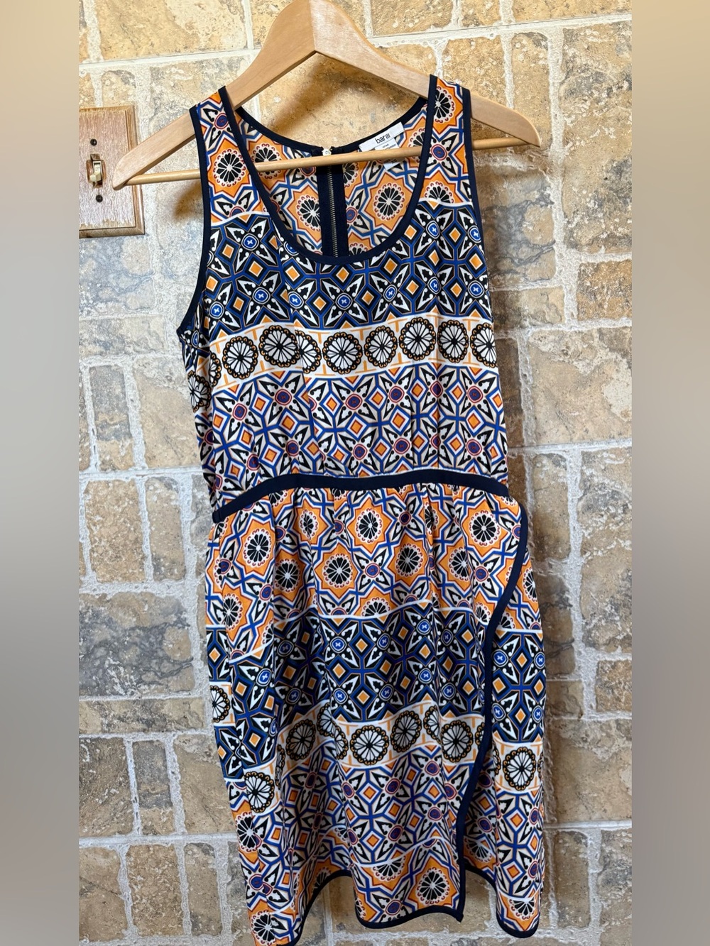 Bar III Scoop Neck Multicolor Geometric Print Sleeveless Resort Mini Dress XS